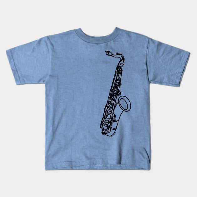 Saxophone Sketch Kids T-Shirt by Barthol Graphics